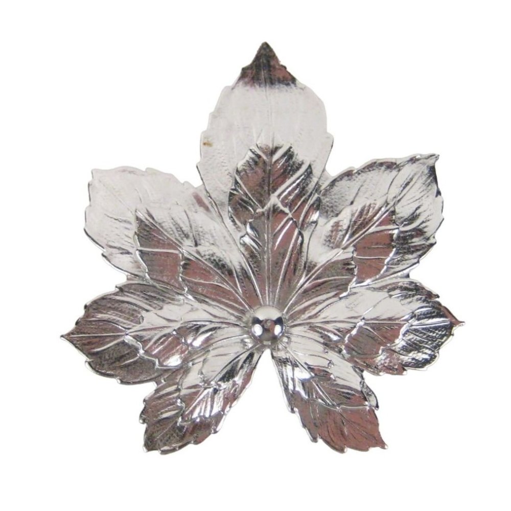 Leaf Autumn Brooch 2 inch Pin Jewelry Silvertone Vintage Fall Estate Leaf